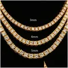 Chains 2021 Top Sell Hip Hop Sparkling Luxury Jewelry Iced Out One Row Tennis High Qaity White Gold Fill Women Men Crystal Necklace Dhord