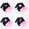 Baby Girl 1st Birthday Black Romper kjol 3st/set 0-24 månad nyfödd spädbarn prinsessan klänning bomulls topp tutu kjolar