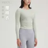 LU-47 Sports Long Sleeve Yoga Top Women للملابس الداخلية للياقة البدنية للملابس التجاعيد الرقيقة التي تدير بيلاتيس القمصان الرياضية