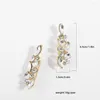 Backs Earrings Fashion Peart Crystal Leafs Earclips Climbing Earring For Women Sparkling Rhinestone Ear Piercing Wedding Jewelry