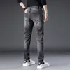 Herr jeans designer europeisk höst och vinter enkel smal elastisk koreanska små fötter grå långa byxor rgw8