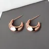 Stud Earrings 925 Sterling Silver Curve-shaped Smooth For Women Men Gold Geometric Couple Ear Jewelry Wholesale S-E1309