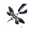 H￤nge halsband s￤ljer 6Kolors vintage emalj Dragonfly Crystal Organza String halsband mode smycken droppleverans h￤nge dhmn6