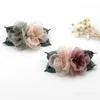 Rhinestone Chiffon Flower Hair Clips New Fashion Artificial Flower Wedding Party Barrettes Elegant Woman Hair Accessories