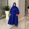 エスニック服2023ソリッドカラー七面鳥2ピースイスラム教徒セットドレスカフタンカフタンイスラムラマダンアバヤ女性中東サウジアラビア