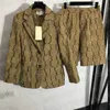 Jacquard Lettre Femmes Blazers Costumes Shorts Deux Pièces Ensembles Haute Qualité Dames Affaires Travail Costume Manteau