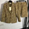 Jacquard Letter Womens Blazers Suits Shorts Two Piece Sets High Grade Ladies Business Work Suit Coat