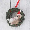 クリスマスの装飾かわいい木の動物の装飾品パーソナライズされた小さな花輪の飾り愛らしいヘッジホッグベア鹿のペンダントレニー