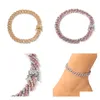 Bracelets de cheville pour femmes, bracelets à maillons cubains glacés, or, diamant rose, Hip Hop, chaîne de cheville, bijoux, livraison directe, Dh9Dz