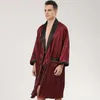 Men's Sleepwear Men's Men Robe Set With Shorts Satin Large Size Nightwear Two Pieces Bathrobe Suit Summer Lapel Thin Long Sleeve