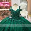 Quinceanera -jurken met Cape 3D Fload Bead Vestido de 15 novia sweet 16 prom jurk pailletten plus size junior meisjes verjaardagsfeestjurk