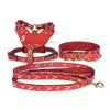 Designer Dog Collars Leashes Leather Dog Harnesses Durable Strong Pet Harness with Adjustable Straps No Pull Easy Control Pets Vest for Medium Large Dogs Red XL B149