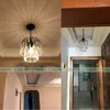 Pendant Lamps Entrance 32-45cm Hanging Crystal Lighting Hallway Dining Room Lights American Rust Bronze & Black Iron Clear Cafe