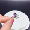 Cluster Rings 2022 Luxury Water Drops Style Alexandrite Ring 6x8 Mm Natural Precious Gem Change Color Solid 925 Silver Jewelry Good Gift