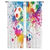 Curtain Colorful Football Paint Art Soccer Tulle Curtains For Living Room Bedroom Decoration Chiffon Sheer Voile Kitchen Window