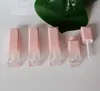 5pcs/lote 4ml mini garrafas quadradas de reabastecimento vazias gradiente rosa colorido tubo de brilho labial de plástico com batom de pincel tubo balete de lasco diy unscleer amostra