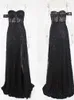 Party Dresses One Sleeve Strapless Long Ball Gown Split Leg Hollow Out Padded Black Glittered Maxi Dress