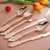 Wegwerp Flatware Rose Gold Party Set Table Decoratie Plastic plaat Cup Zilverwerk Verjaardagsbenodigdheden