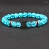 Strand femmes hommes mode cristal bleu explosif rond perle main chaîne classique Micro incrustation couronne accessoires Bracelet élastique