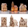 Kerstdecoraties LED LICHT HOUTEN HOUS LIMEEN LUXURE LUXE BUNGALOW Home Decor Fairy Night Lamp hanger Kids cadeau