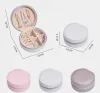 Round Jewelry Storage Box Portable PU Leather Jewellery Storage Ring Earring Necklace Packaging Display Case Organizer bb1221