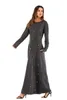 Ethnic Clothing Elegant Muslimah Diamond Beading Abaya Turkish Full Length Jilbab Dubai Female Thicker Warm Cotton Islamic Dress Wq1337