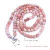 Strand 108 Rosa Polas Naturais de Braça Fosco de Mala Elasticidade om Lotus Buda Charme para Mulheres Colar de Yoga Drop