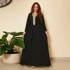 Etniska kläder muslimska abaya klänning kvinna vintage islamisk elegant ramadan fast färg mode broderi hantverk blygsamma dubai caftan