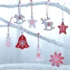 Décorations de noël 12 pc 5 cm coeur rouge étoile cloche flocon de neige ornements pendentif bois naturel suspendus confettis arbre de noël