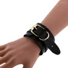 Bedelarmbanden mode sexy Harajuku handgemaakte gotische punk lederen vrouwen mannen metaal o-round bangle feest sieraden