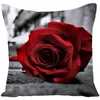 枕45x45cm赤いバラの花印刷されたリネン枕カバーソファカバー装飾ケースのホーム改善
