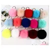 Tecla an￩is de chave 8cm Pompom Keychain Carro de ouro Pompons Pompons falsos Faux Rabbit Fur Chain Diy Pom Poms Balls Keyring Women Bag P dhedu