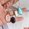 Pendant Necklaces Fashion Natural Stone White Turquoise Necklace Gold Metal Pink Purple Crystal Howlite For Women Jewelry Drop Deliv Dh6Qq