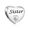 Чары 925 стерлинговые сестры сестры, друг друга бусин, подходит для браслета Pandora Bracelet Die Женские украшения