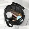 Sacs de rangement Mesh Douche Caddy Panier Sac de salle de bain Organisateur Tote Cam avec poches et poignées Drop Livraison Home Garden Housekee ou DHMZ5