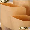 Verpakkingszakken 100 pc's/lot Kraft papieren zak voedsel vochtdichte ritssluiting opstaan ​​herbruikbare afdichtzakken met transparante vensterdruppel de dhdj9