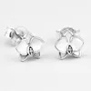 Stud Earrings 925 Sterling-Silver-Jewelry Orchid Earring With White Enamel