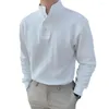 Camisas casuales para hombres Color sólido de manga larga Camiseta de otoño de primavera europea de primavera europea