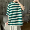 Magliette da uomo T-shirt estiva in cotone da uomo Moda colore a contrasto Casual Streetwear Top da uomo a maniche corte allentate stile coreano