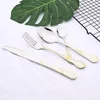 Flatware Sets 1/2/4 Set Gold Plated Floral Pattern Tableware Stainless Steel Dinnerware High-grade Knife Fork And Spoon Cutlery