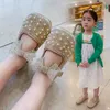 Athletic Shoes Girls' Single 2022 Summer Fashion Rhinestone Pearl Kids Cute Bow-knot Princess Leather Sweet For Wedding