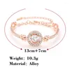 Link Bracelets Doreen Box Fashion Women Gold Color/Rose Color Elegant Shining Rhinestone Crystal Round Bracelet Party Jewelry