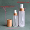 収納ボトル2pcs 1オンスフロストクリアポンプトップ竹ローションガラスドロッパーボトル30ml 50ml 100ml120mlフロストミストスプレー