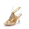 Sandaler 2022 Trend Gold Rhinestone Stiletto druvmönster Hög klackar Middagskor 7,5 cm