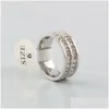 Anillos de bodas Europa América Moda Hombre Dama Mujer Titanio Acero Grabado Ca Individual Doble Fila Cuadrado Amantes del diamante Us5Us99264384 Dh4Ne