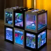 Aquariums Stackable Desktop Miniature Aquarium Fish Tank Turtle Jelly Betta Reptil Ecological Mini Remote Control 221220