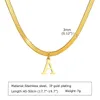 Pendant Necklaces Herringbone Chain Initial Choker Necklace 18k Gold Plated Stainless Steel Letter A To Z Charms Women Gift
