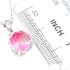 Oorbellen ketting LuckyShine vrouwen geschenk rond roze bi gekleurde toermaline edelstenen 925 Sterling sier vergulde hangers drop verloving Je dhgig