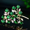 Broches bijoux coréens Imitation émeraude branche Zircon élégant mode plante arbre OL femmes vêtements broche épingle Corsage Accessori