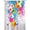 Curtain Colorful Football Paint Art Soccer Tulle Curtains For Living Room Bedroom Decoration Chiffon Sheer Voile Kitchen Window